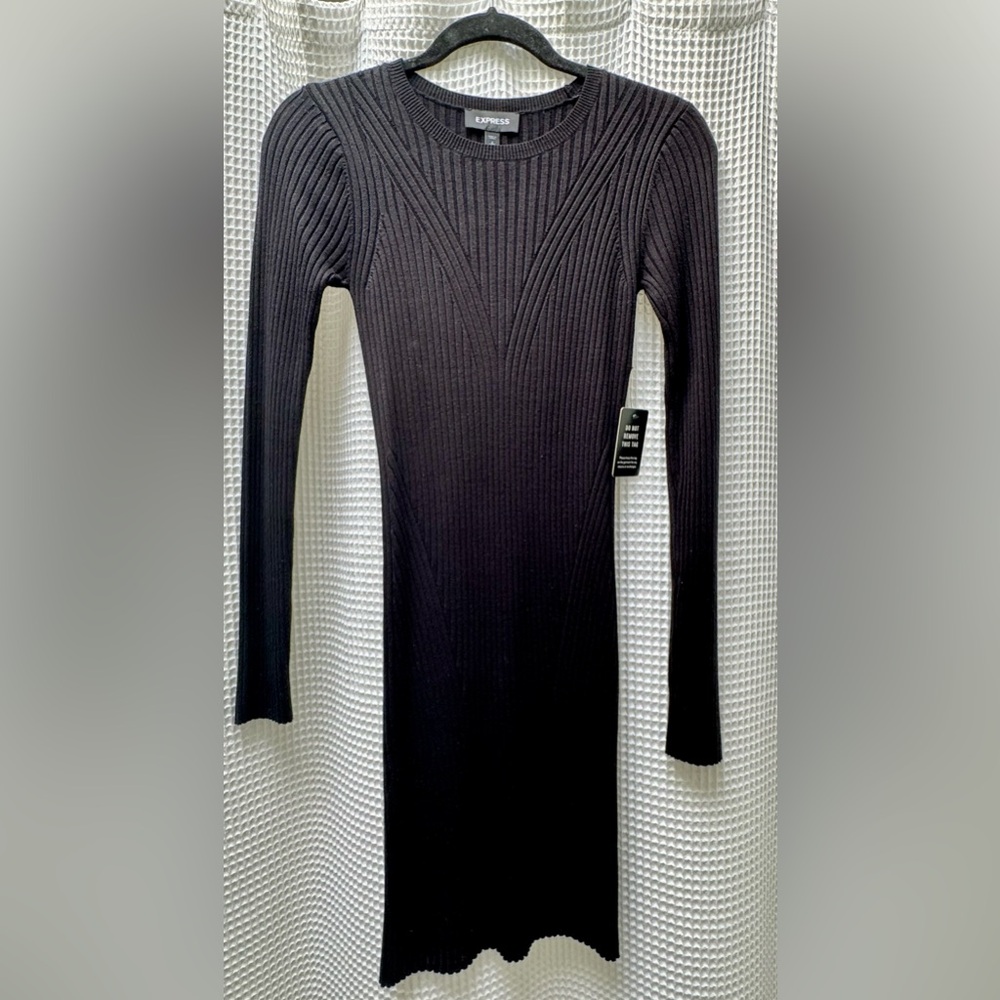 Express Black Ribbed Knit Dress